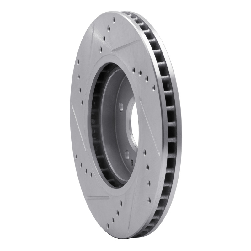 Hyundai Santa Fe Brake Rotor (1) - Front Right - R1 Concepts - Drilled & Slotted - Silver - `01-`06